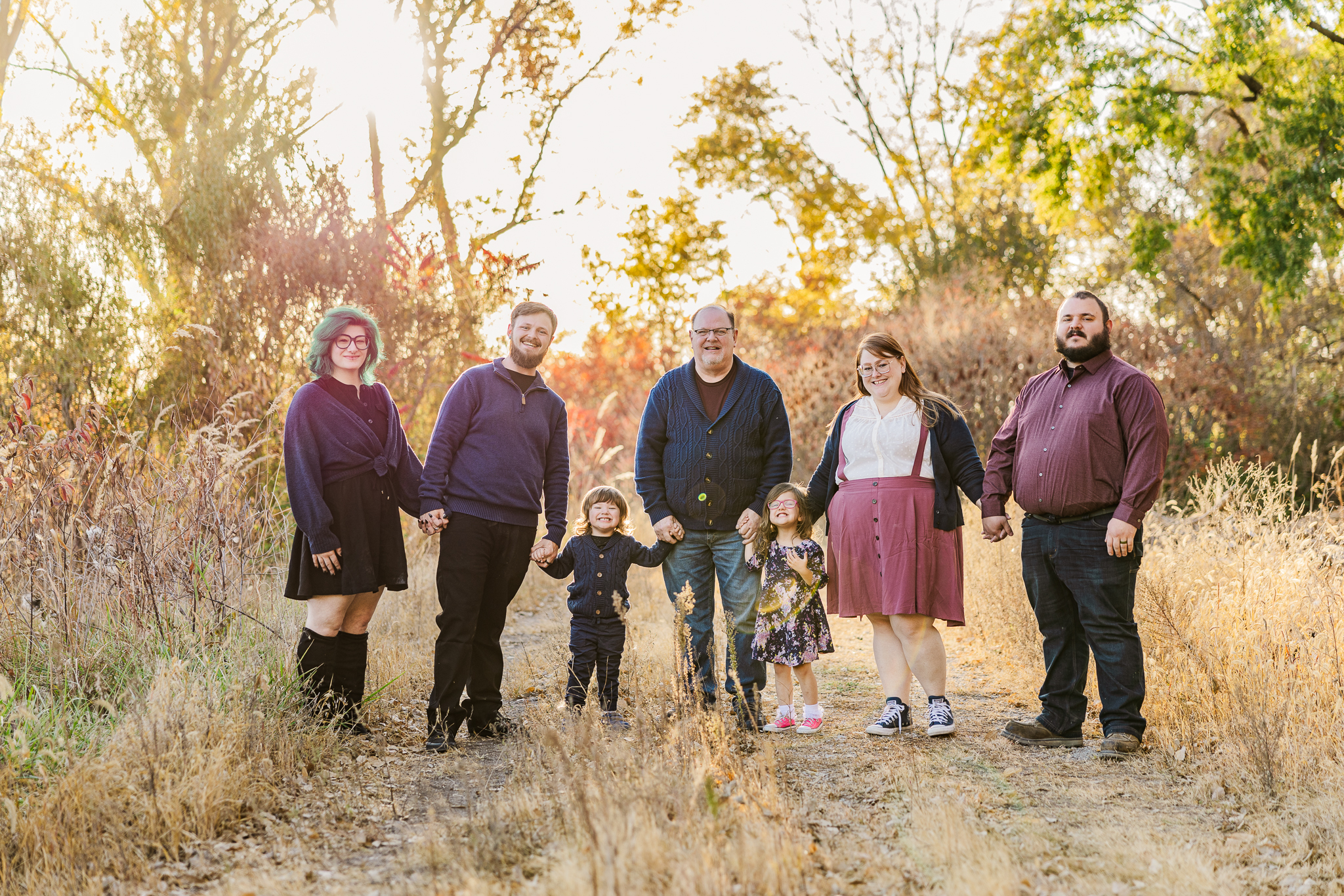 Fall family photography with extended family in Omaha.
