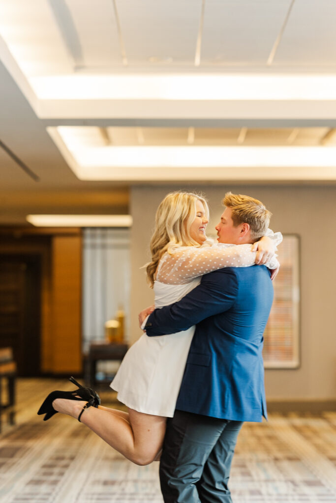 An engagement session at the Mariott at the Capitol District in Omaha, NE