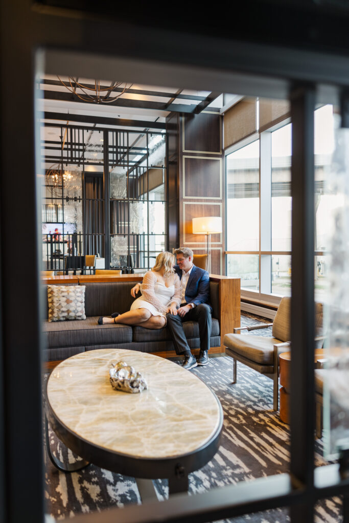 An engagement session at the Mariott at the Capitol District in Omaha, NE