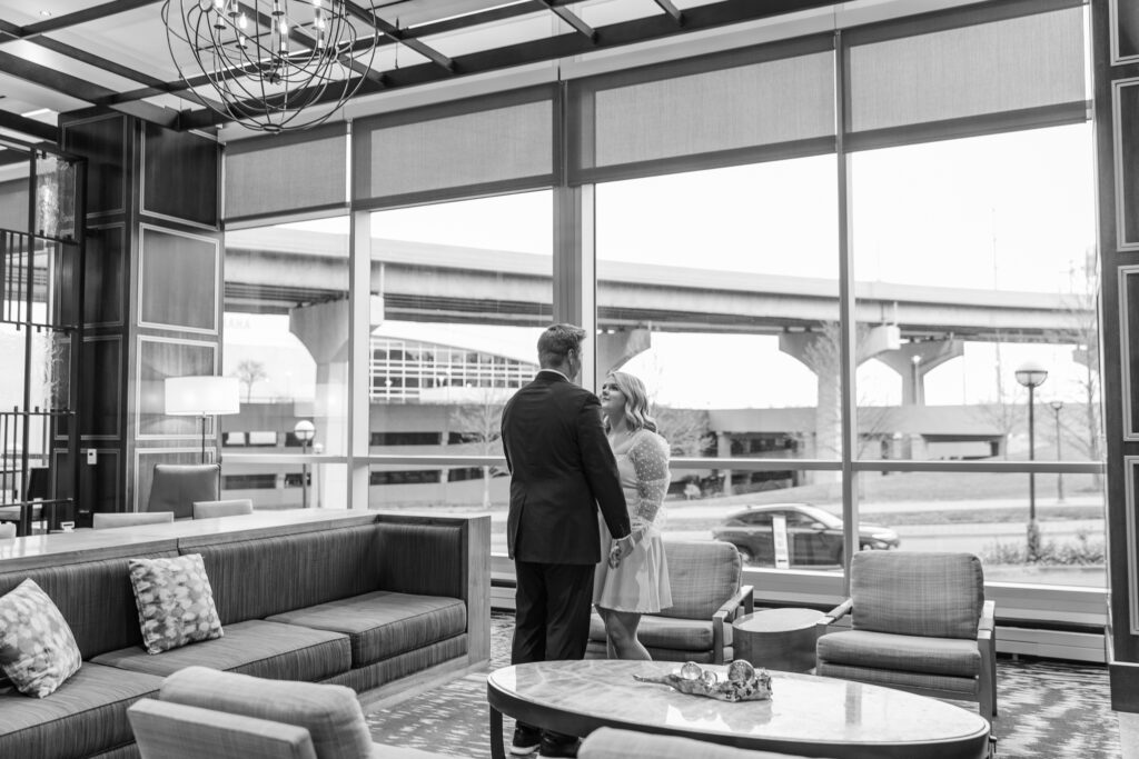 An engagement session at the Mariott at the Capitol District in Omaha, NE