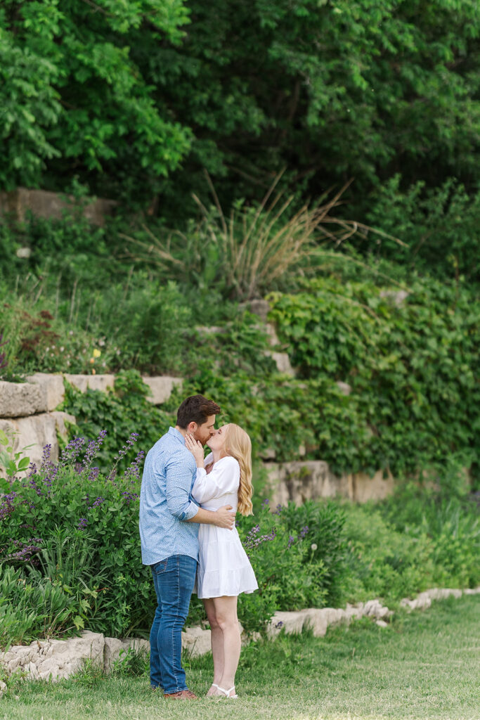 Romantic spring engagement photos at Lauritzen Gardens in Omaha.