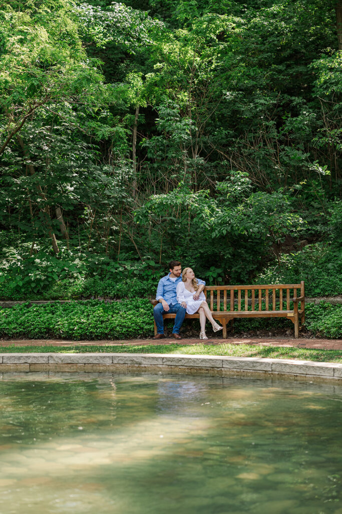Romantic spring engagement photos at Lauritzen Gardens in Omaha.