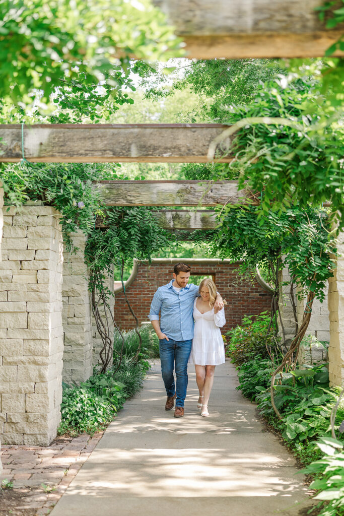 Romantic spring engagement photos at Lauritzen Gardens in Omaha.