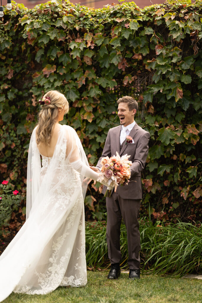 A chic, downtown omaha wedding at Lucile's in the Old Market featuring true color and black and white photography by Claire Katan Creative.