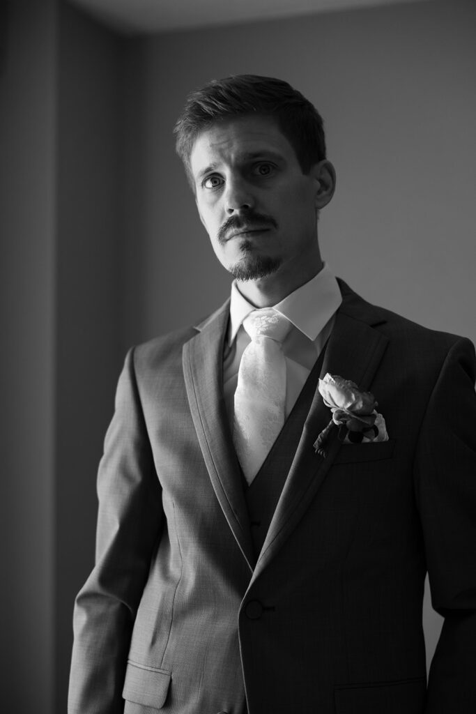 A chic, downtown omaha wedding at Lucile's in the Old Market featuring true color and black and white photography by Claire Katan Creative.