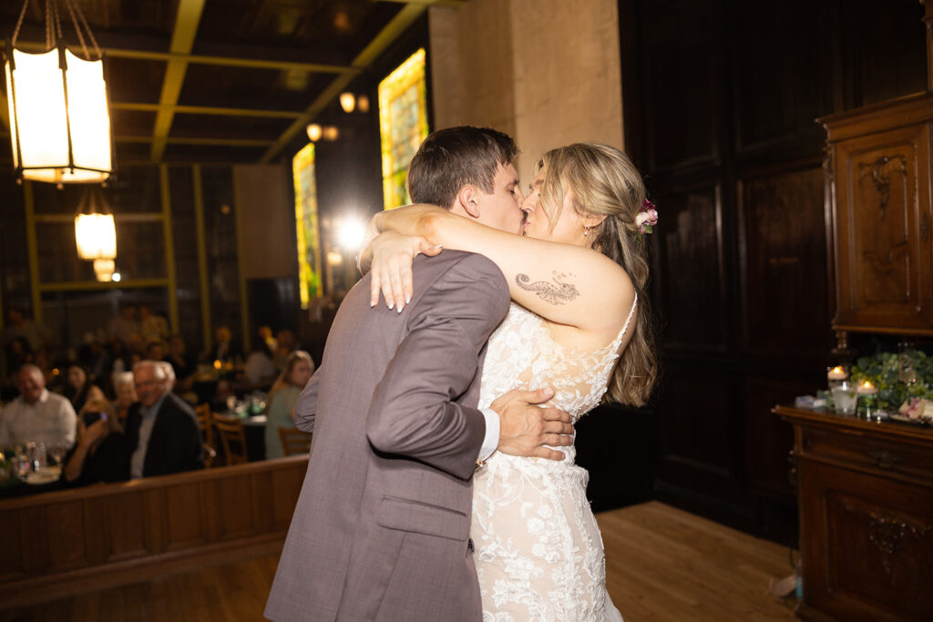 A chic, downtown omaha wedding at Lucile's in the Old Market featuring true color and black and white photography by Claire Katan Creative.