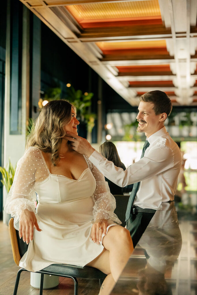 Britt and Tony's downtown Omaha engagement at the Omaha Courthouse and Memoir restaurant.