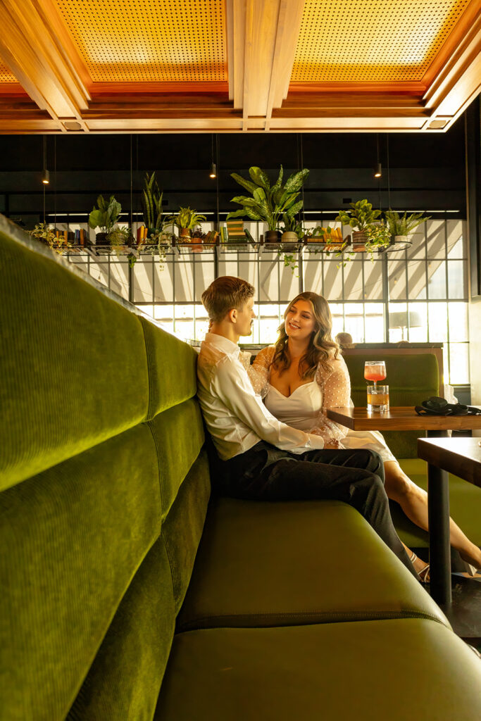 Britt and Tony's downtown Omaha engagement at the Omaha Courthouse and Memoir restaurant.