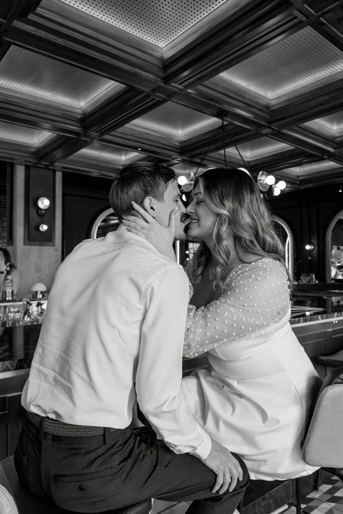 Britt and Tony's downtown Omaha engagement at the Omaha Courthouse and Memoir restaurant.