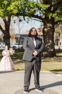 Jay and Evie's Fall Courthouse Wedding Elopement at the Council Bluffs Courthouse with wedding portraits at Omaha's Lauritzen Gardens and Chalco Hills Recreation Area, photographed by Claire Katan Creative.