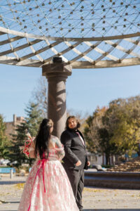Jay and Evie's Fall Courthouse Wedding Elopement at the Council Bluffs Courthouse with wedding portraits at Omaha's Lauritzen Gardens and Chalco Hills Recreation Area, photographed by Claire Katan Creative.