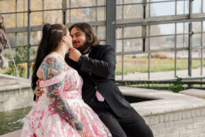 Jay and Evie's Fall Courthouse Wedding Elopement at the Council Bluffs Courthouse with wedding portraits at Omaha's Lauritzen Gardens and Chalco Hills Recreation Area, photographed by Claire Katan Creative.