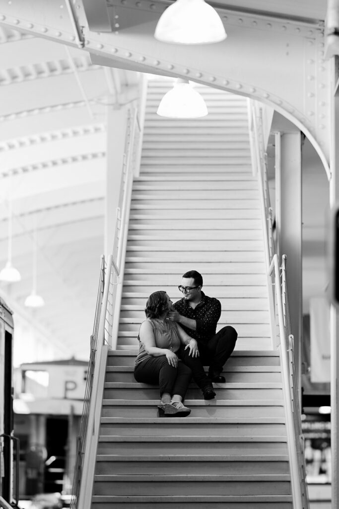 Sami and Manny's engagement photo session at Omaha's Durham Museum.