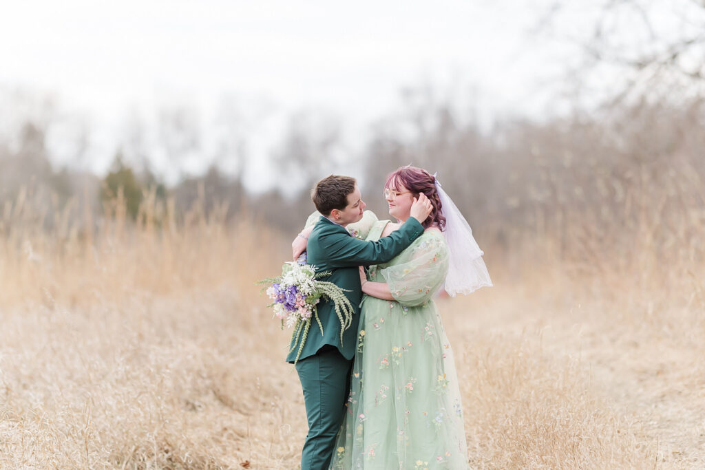 Winter elopement in Omaha, NE for queer couple