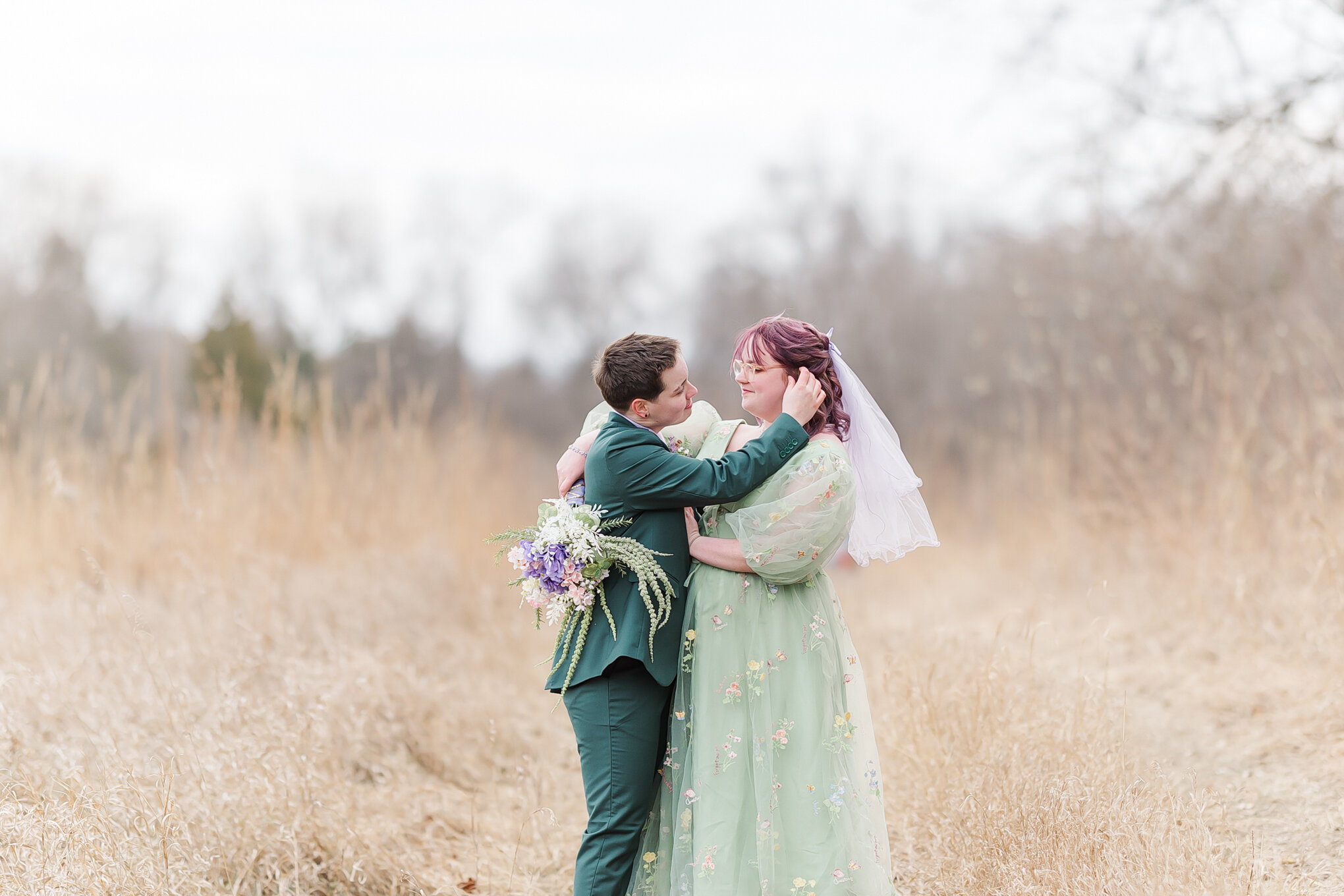 Winter elopement in Omaha, NE for queer couple