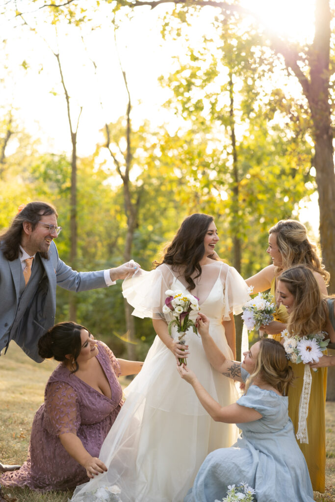 Bride with friends at Castle Unicorn in Omaha, NE